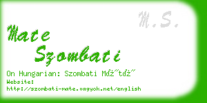 mate szombati business card